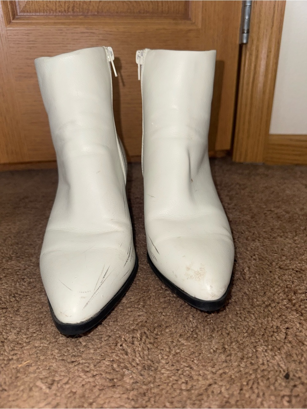 Windsor White Pointed Toe Ankle Boots
